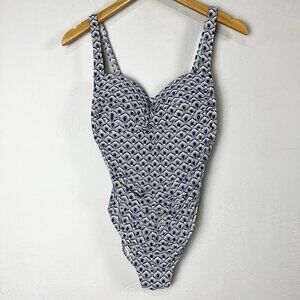 Bond Eye Nip Tuck Swim Bathing Suit Twist Front One Piece Blue US Size 8‎ D/DD